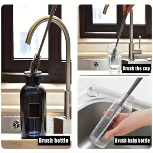 Silicone Bottle Brush Cup Scrubber Glass Cleaner Kitchen Cleaning Tool 2Pcs Uk